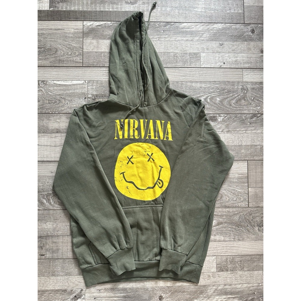 Nirvana Hoodie - Size Large - Black - Distressed Graphics - Authentic‎